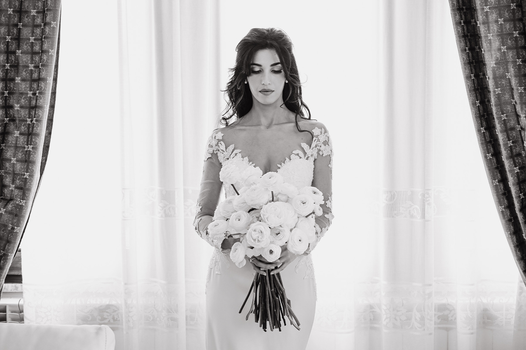 Ritratti sposa: immagini di spose in bianco e nero scattate da Marco Guzzo fotografia
